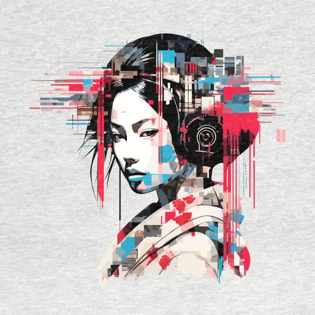 Japanese Woman Portrait Geisha Tradition Culture Abstract by Cubebox